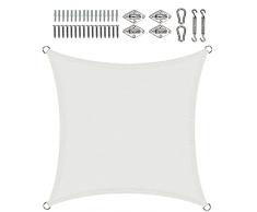 XIANPING Vela Ombreggiante 4.5x5.5m Antivento Impermeabile Protezione Raggi UV Tenda da Vela Parasole con Kit di Fissaggio/Corda per Esterni Giardino Verande, Bianco