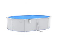 Bounv Piscina Con Pareti in Acciaio Ovale Piscina Fuori Terra Piscina Per Bambini Da Giardino Piscina Da Esterno Piscina Da Giardino Piscinetta Piscine Esterno 490x360x120 Cm Bianca