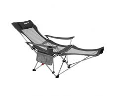 #WEJOY Sedia Sdraio Pieghevole, Poggiapiedi Staccabile, Sedia da Campeggio Reclinabile, Portatile, Compatta e Leggera Sedia per Camping, Giardino, Parco, Spiaggia, Picnic, Grigio Nero