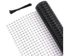 Ohuhu Rete da Giardino Rete Anti Uccelli Riutilizzabile 2m x 20m, Robusto Rete per Uccelli Rete di Protezione Materiale PP 30 g/m² per Proteggere Frutta, Verdure e Impianto con 50 Fascette, Nero