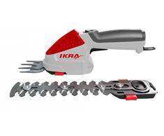 IKRA - Forbici per erba a batteria 2 in1, da giardino, IGBS 1054 agli ioni di litio, 7,2 Volt, durata fino a 175 min. con batteria, caricatore e tasche