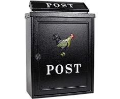 FANNISS Cassetta della Posta,Cassette postali per Esterni, Cassetta Postale per Montaggio a Parete, Cassetta Postale Nera in Acciaio zincato con Chiusura a Chiave di Design Cassetta Postale Americana