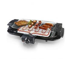 Barbecue Elettrica Senza Fumo Elettrico Barbecue da Tavolo con Vassoio Raccogli Olio, Facile da Pulire, per Barbecue da Casa e da Balcone - 2000W Nero