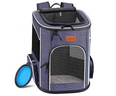 Morpilot Zaino per Cani e Gatti 7kg, Trasportino per Cani Taglia Piccola con Cinturino di Sicurezza Interno, Zaino Gatto per Viaggo e Campeggio, Portatile Zaino Cane con Design Ventilato