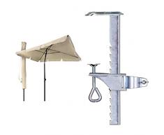 VOUNOT Ombrellone da Giardino Rettangolare, Parasole da Balcone, 200 x 125 cm, Beige & Schneider Morsetto da Balcone per ombrelloni