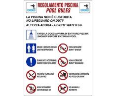 cartello alluminio cm 50x35 REGOLAMENTO PISCINA POOL RULES...
