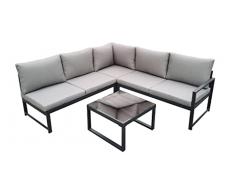 Capra Group Salotto da giardino esterno angolare ATENE, struttura in alluminio colore antracite, inclusi cuscini imbottiti e sfoderabili inclusi colore grigio