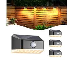 Linkind Luce Solare Led Esterno, Luci Solari Esterno con Sensore di Movimento, IP65 Impermeabile, 4 Pezzi, 3000K Bianca Calda, Luci Solari da Faretto per Giardino, Patio, Garage, Strada, Terrazza
