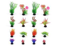 Piante Finte Acquario, DEANKEJI 16 Pezzi Decorazioni per Acquari, Piante Acquatiche in Molteplici Forme e Colori, Piante per Acquario Essere Utilizzate in Acquario