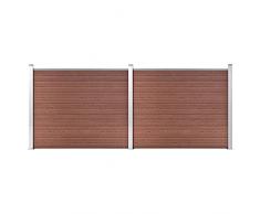 Yolola Set Pannello di Recinzione in WPC, Recinzione Modulare, Pannelli per Recinzioni, Recinzioni Giardino Esterno, Staccionate per Giardino, 353x146 cm Marrone