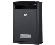 Bakaji Cassetta Postale da Parete in Acciaio Inox Buca Lettere per Posta da Esterno con Chiusura a Chiave (Nero)