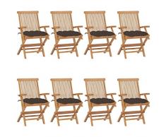 Gecheer Set 2|4|6|8 pz Sedie da Giardino Pieghevoli in Legno Massello di Teak con Cuscini 7 cm 55x60x89 cm,Sedie da Pranzo da Esterno Pieghevoli,Sedie Pieghevoli,Sedie da Esterno,Sedie con Braccioli