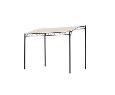 MilaniHome Gazebo Pergola Pergolato 3 X 2,5 in Metallo Ferro Nero Telo Beige per Esterno E Giardino Addossato A Parete