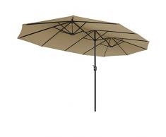 SONGMICS Ombrellone Doppio 460 x 270 cm, Ombrellone Large, Protezione UV Fino a UPF 50+, con Manovella, Ombrellone da Patio, Mercato, Giardino, Balcone, Esterno, Senza Supporto, Tortora GPU36BR