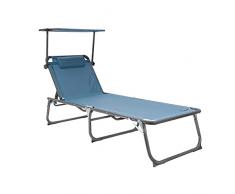 Homecall XXL Lettino da Spiaggia in Alluminio con Parasole, Blu