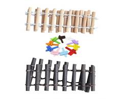 Mini Legno Picchetto Recinzione,Yiyifor 10pcs Mini Legno Steccato Miniature Fairy Garde Legno Picchetto per Il Giardino Vasi Bonsai Mestiere di DIY Decor(con Segnaletica)