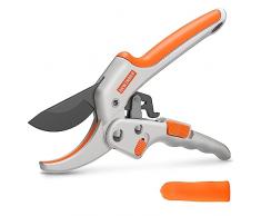 Forbici a Cricchetto, Forbici da Giardino DEWINNER, Per Piante e Legno Fresco Fino a 20 mm di Diametro, Forbici da Giardino, Rivestimento Antiaderente