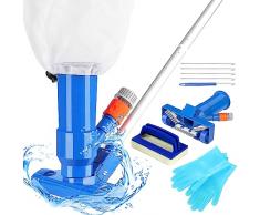 Aspirapolvere Piscina,Aspiratore a Mano per Piscine,Set di Aspirapolvere per Piscina,Aspiratore per Piscina con Palo Regolabile,Kit Pulizia Piscina per la Piscine, Piscine Termali, Acquari