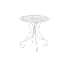 CLP Tavolino in Ferro Giardino Hari I Tavolino Tondo Outdoor Stile Rustico I Tavolino Salotto Design, Colore:Bianco