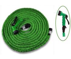 Tubo irrigazione 15m estensibile con pistola 4 getti