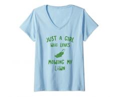 Donna Divertente tosaerba trattore da giardino solo una ragazza ch Maglietta con Collo a V