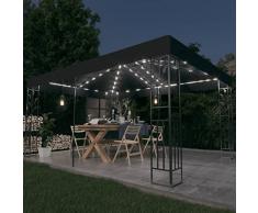 PURADAY Gazebo con luci LED 3x4x2,73 m Gazebo Da Giardino Gazzebo Gazebo Campeggio Gazebo Robusto Gazebo Impermeabile Gazebo Professionale Gazebo Esterno Resistente tessuto&Acciaio Antracite