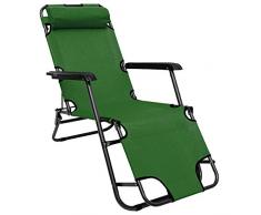 AMANKA Sedia a Sdraio Pieghevole | Prendisole 153 cm + poggiatesta + poggiagambe + Schienale reclinabile | Verde