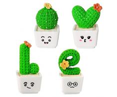 Generic 4 Pezzi Artificiale Cactus Piante in Vaso Decorativo Piccolo Vaso Falso Faux Cactus Piante di Simulazione Pianta in Vaso per la Casa Ufficio Bonsai - Small