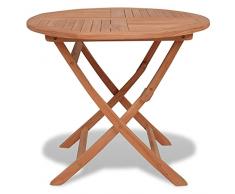 vidaXL Tavolo Pieghevole per Esterno Rotondo Arredo Giardino Tavolinetto Tavolo da Pranzo Arredamento Terrazzo Patio Massello di Teak