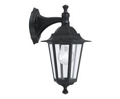 EGLO Lampada da parete da esterno Laterna 4, lampada da esterno uno punto luce, lampada da parete in alluminio pressofuso e vetro, nero, E27, IP44