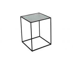 pib Tavolino in Vetro Anne-Lise - Estetica Senza Tempo, Finitura Opaca | Un sorprendente tavolino cubico in Vetro Granito in Stile Industriale - Nero Intenso (L40 x H50 x P40 cm)