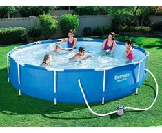 Bestway Steel PRO Piscina con Pompa Filtro e Cartuccia, 6473 Litri, Bianco, 366x366x76 cm