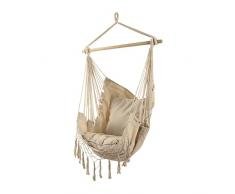 Rebecca Mobili Poltrona Sospesa, Sedia Pensile, Policotone Beige, Con Cuscini Imbottiti, Per Giardino Terrazzo Soggiorno - Misure: 140 x 100 cm - Art. RE6696