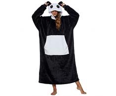 Xinlong Coperta con Cappuccio Lungo Panda Oversize Felpone con Maniche Unisex Plaid con Tasca Felpa Indossabile Animali per Divano TV Casa