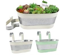 VINFUTUR 4 Pz Vasi da Appendere Vasi Portafiori in Metallo Vaso di Fiori Sospeso Portavasi Pensili con Doppio Gancio Rimovibile per Balcone Recinzione Casa Decorazione Esterno