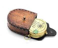 Collezione nautica bussola meridiana in ottone con custodia in pelle fatta a mano