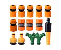 SUPRBIRD Kit di 14 Raccordi per Tubo da Giardino in Plastica (5 Tubi con Attacco rapido da 1/2, 2Y Maschio Connettore, 2 raccordi da 1/2, 21 mm e 26,5 mm), per Tubi da Giardino