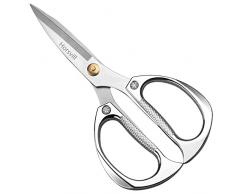 Forbici Potatura, Cesoia Potatura in Acciaio Inossidabile Giapponese SK5, Forbice Cesoie Affilate Lunghe Lato Dritto per Bonsai Fiori Rose Erba Uva Pianta Frutteto (Argento)