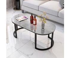 SORVA Tavolino da caffè ovale con piano in ardesia da 9 mm, tavolino da tè moderno da 39 pollici con piano in pietra sinterizzata Tavolo centrale per divano da salotto Tavolo con robusta struttura