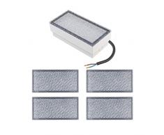 ledscom.de Lampada da incasso a pavimento in pietra LED CUS per esterni, IP67, angolare, 20 x 10 cm, 2,8 W, 251lm, bianco caldo, 5 pz.