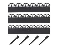 Relaxdays Recinzione da Giardino in Metallo, Recinto Stabile, Set da 3 Pareti Decorative, H x L: 7,5 x 274,5 cm, Nero
