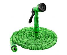 Tubo da Giardino Estensibile Fino a 30 mt Pompa Acqua Terrazzo Salvaspazio Pistola 7 Funzioni Getto Spruzzo Rivestimento in Tessuto Elastico Ultra Resistente per Irrigazione e Giardinaggio