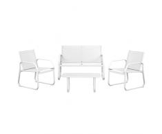 Estosa - Salottino Da Giardino Esterno Ecosteel, Set Giardino, Tavolo Da Giardino Con Sedie, Struttura In Acciao E Txtilene, Tavolo Da Esterno Con Vetro Temperato, Arredo Giardino (Bianco)