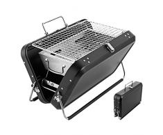 Barbecue a carbonella, 3-5 persone portatile compatto pieghevole metallo BBQ Grill, Facile portabilità Camping Backpacking Stove, Barbecue per cucina da viaggio allaperto Picnic,Nero,Luxury Gift