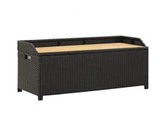 vidaXL Panca Giardino con Vano Portaoggetti Rustica Robusta Elegante Baule Cassapanca Panchina da Esterno 120 cm in Legno e Polyrattan Nero