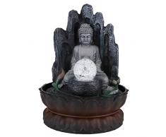Fontana da tavolo desktop in resina Fontana da tavolo unica Buddha LED Cascata Fontana Unico ornamento da tavolo per la casa(EU 220V)