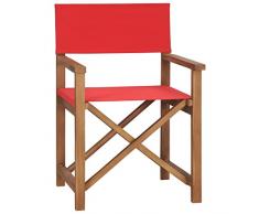 QZZCED Sedia da Regista,sedie terrazzo esterno Sedie da Pranzo Sedie da Bistrò Adatte per giardini, terrazze, balconi e piscine in Legno Massello di Teak Rossa