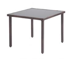 Ultranatura Palma Tavolo in Vetro e Polyrattan, 90 x 90 x 73 cm