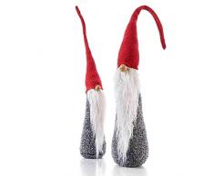 Florissima - Statuetta Decorativa a Forma di Gnomo con Barba, in Feltro, Altezza 75 cm, Colore: Rosso/Grigio