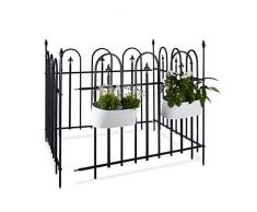 Relaxdays Recinzione da Giardino Metallo Gotico Set Completo 4,8 m recinto Ferro 4 Pannelli 90 x 120 cm Antracite Nero